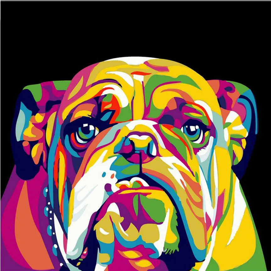 

Colored Pug DIY Oil Painting Pictures By Numbers On Canvas Wall Pictures Art For Living Room Office Home Decoration Gift 8A08