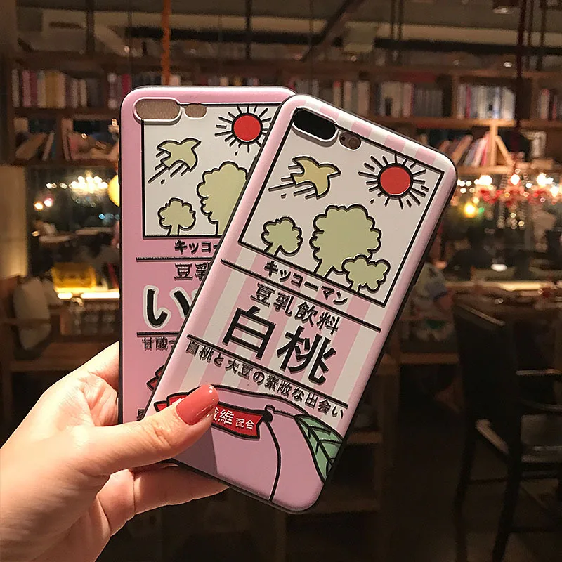 

Hot Embossed Phone Case for iPhone 6 6S 7 8 Plus X XS MAX XR Capa Cartoon Girl Drink Milk Soft Silicone TPU Back Cover Coque