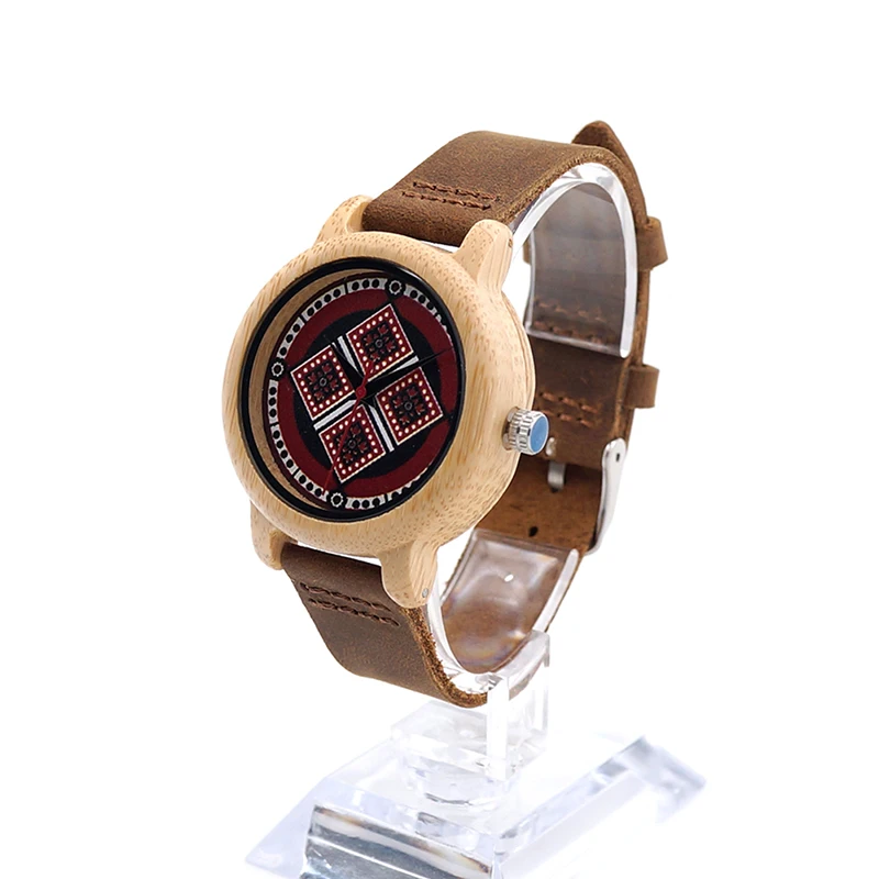 ФОТО BOBOBIRD J20 Cool Design Quartz Watch Colourful UV Priting Diamond Pattern Dial Wristwatch Women Gift Relojes Mujer Accept OEM