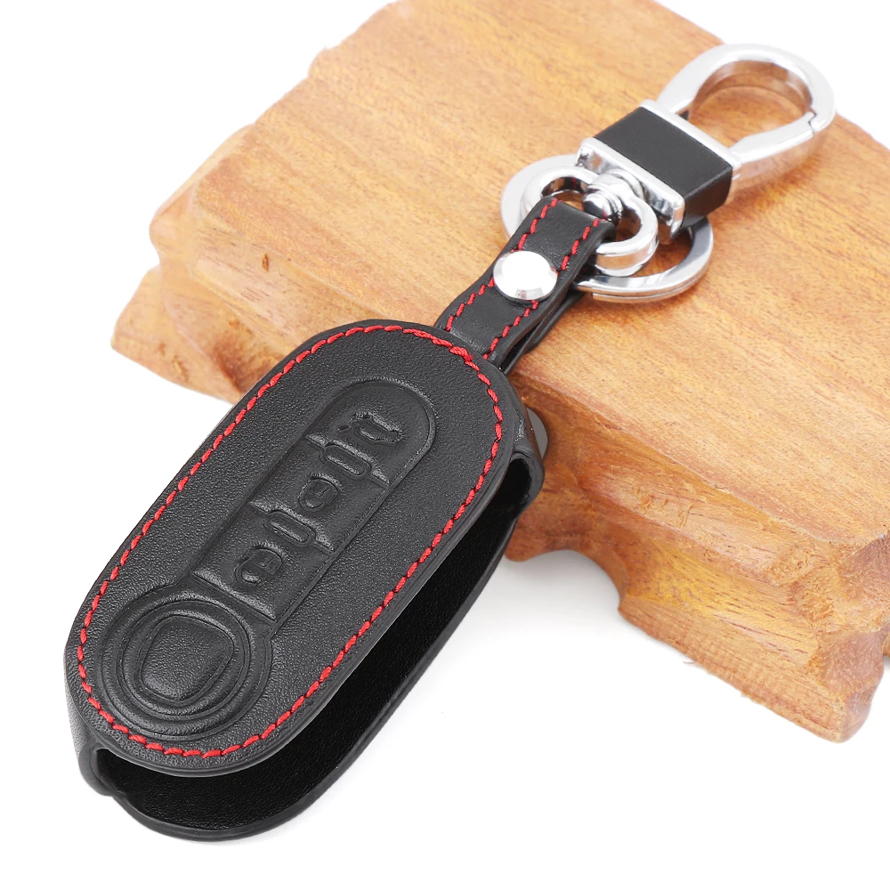 Fits for Fiat 500 Leather Car Key Cover 3 Button Flip Fits for Fiat 500 Leather Car Key Cover 3 Button Flip