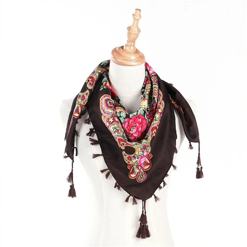 2019 осень зима для женщин шаль дамы печати Национальный стиль кисточкой шарф модный прямоугольный шарф шаль 5 цветов