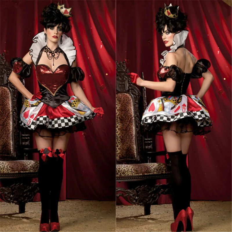 

Sexy Poker Hearts Queen Costume Halloween Carnival Party Cosplay Costumes Alice In Wonderland Princess Fancy Dress Uniform