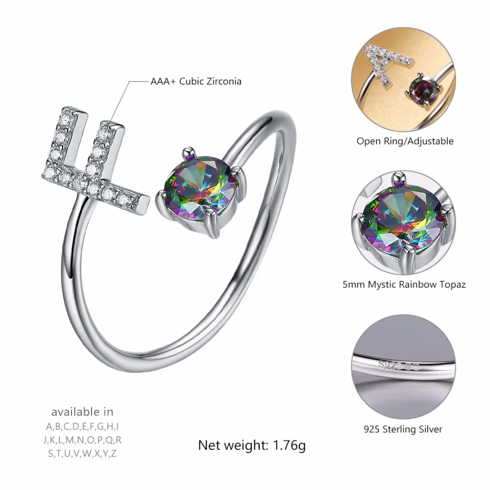 Initial F Letter Ring 925 Sterling Silver Cubic Zirconia Crystal Ring Adjustable Silver Ring Open Ring For Women R6052b Crystal Ring Open Ringring 925 Aliexpress