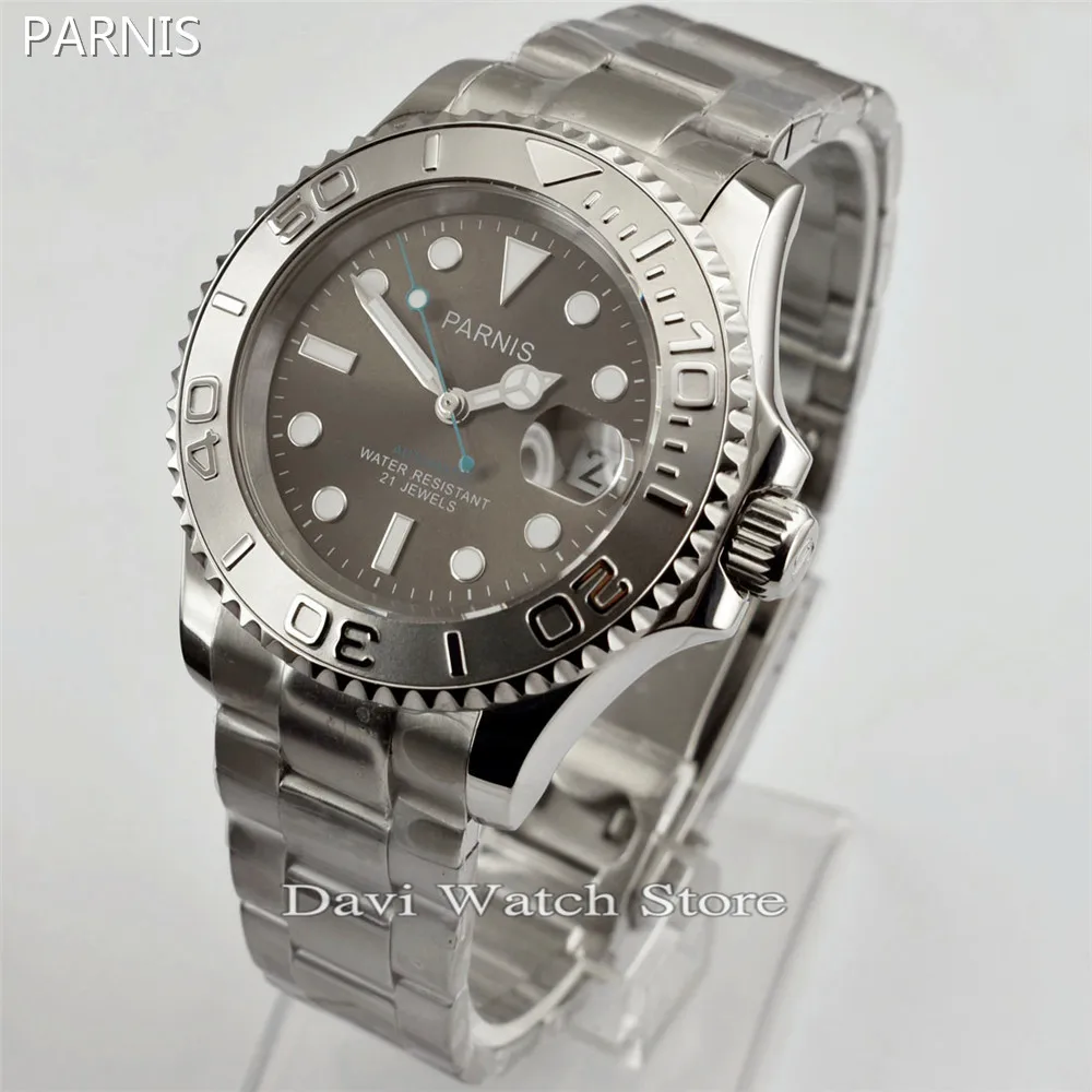 

41mm Parnis Gray Dial Automatic Movement Stainless Steel Mens Wristwatch