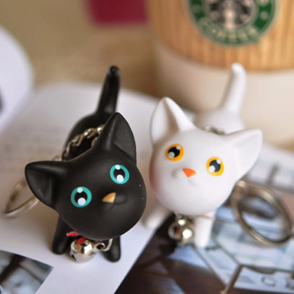 Cute Meow doll keychain Cat Kitten Keyring Bell Toy couple Lover Key