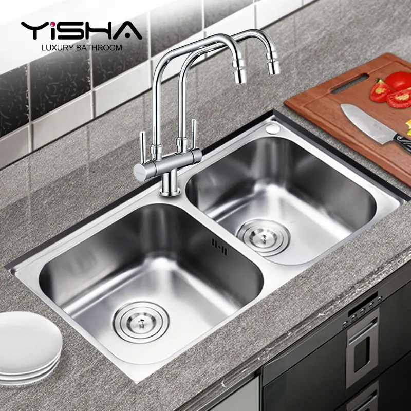 

Lufthansa 304 stainless steel materials, one stretch sink, thickening kitchen sink, double trough wash dishes