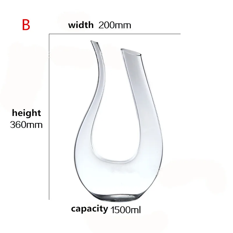 B 1500ml 10 X превосходное 700-2000 мл Неэтилированное плоское основание красного вина Графин Ручной Работы Хрустальный коктейльный барный шейкер аксессуары бармен - Цвет: B 1500ml