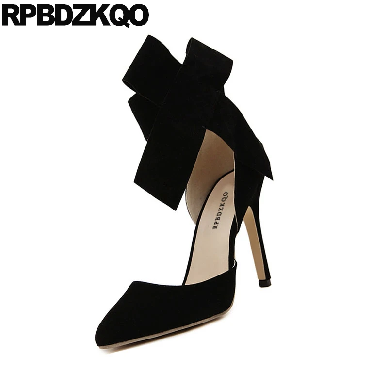Plus Mignon rose Haute Taille Sangle Vert bleu Rouge La Chaussures Scarpin Pompes Extrême rouge Ultra En Daim vert Talons Coréenne Pointu Arc Dames Noir Cheville Super Bout YwrqYx4p
