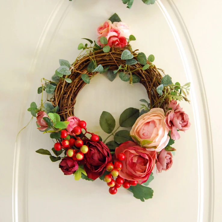 artificial silk flower wedding party home decoration floral door wreath wall hanging bouquet decor christmas decorative - Decorative Wreaths artificial silk flower wedding party home decoration floral door wreath wall hanging bouquet decor christmas decorative - Decorative Wreaths