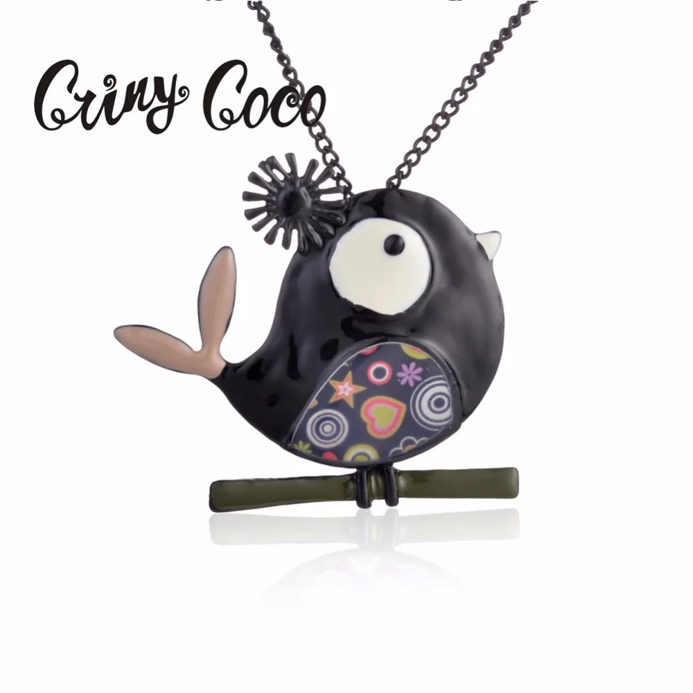 

Vintage Bird Necklaces & Pendants for Women Girls Fashion Black Enamel Animal Long Chain Pendant Necklace Jewelry Multifunction