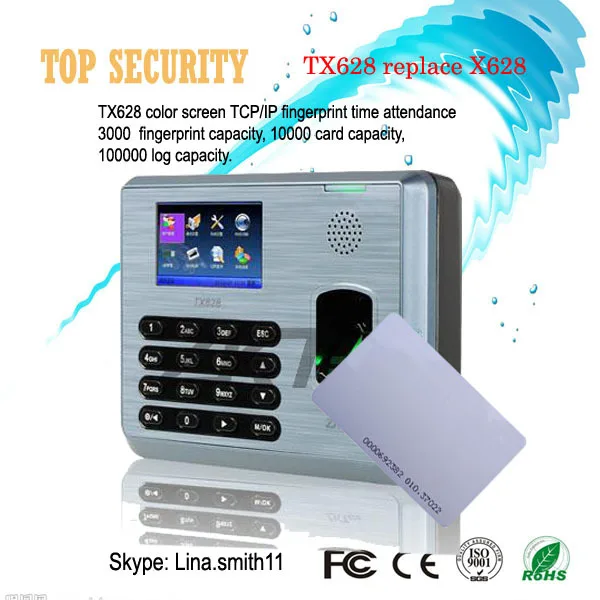 Linux system fingerprint and 125KHZ RFID card reader time attendance TX628 employee biometric fingerprint time clock