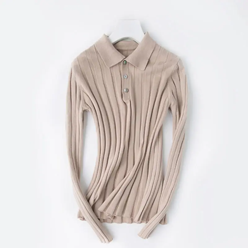 camel Litvriyh cashmere sweater women sweater and pullover turn-down collar long sleeve slim female pullover women knitted jumper - Цвет: camel
