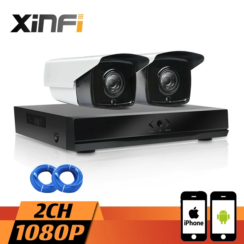 

XINFI 2CH HDMI NVR Network Video Recorder 1080P HD Home Security Camera System 2.0MP indoor/outdoor camera System CCTV kit
