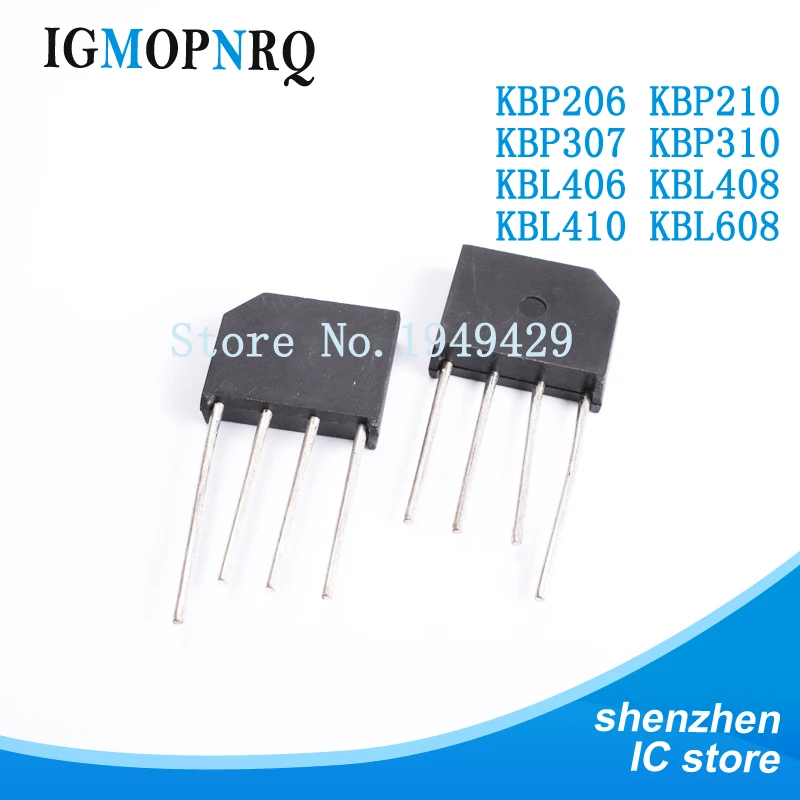 10 шт./лот KBP206 KBP210 KBP307 KBP310 KBL406 KBL408 KBL410 KBL608 диодный выпрямитель с поворотным мостом |