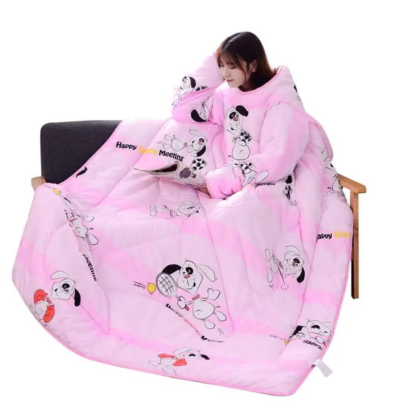 

120X60cm Polyester Winter Lazy Quilt With Sleeves Quilt Winter Warm Thickened Washed Blanket Lazy With Sleeves Winter 19MAR21