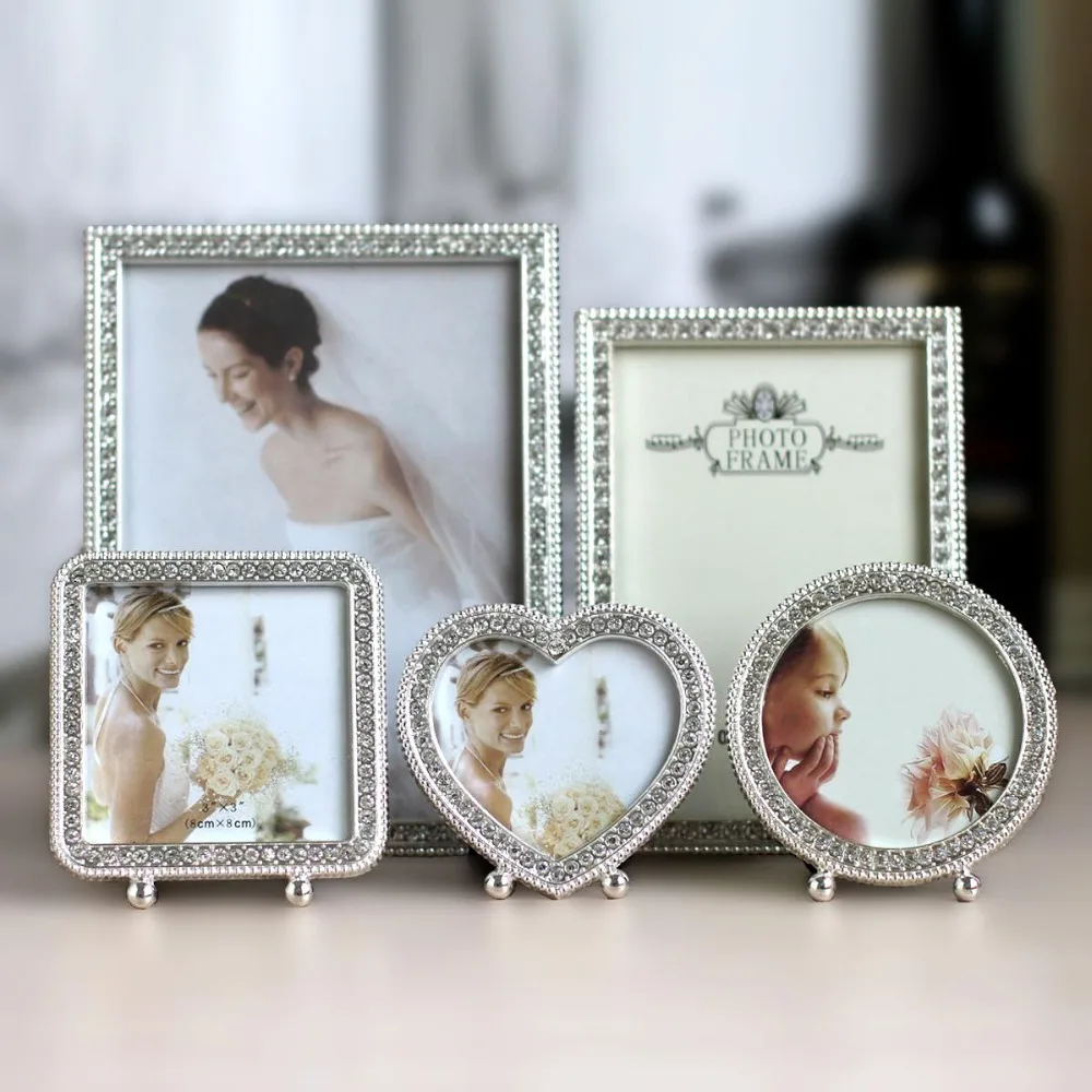 3 7 6 Inch Wedding Photo Frame Shiny Silver Metal Picture 3 7 6 Inch Wedding Photo Frame Shiny Silver Metal Picture Framework Mirror Love Heart Shape Circle Square Rectangle In Party Diy Decorations From Home
