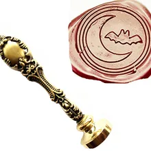 Винтажная Луна и Летучая Мышь Хэллоуин свадебное изображение на заказ логотип роскошный воск печать штамп латунь Павлин металлическая ручка подарочный набор