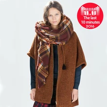 Za Winter Scarf 2016 New font b Tartan b font Plaid Cashmere Scarf Pashmina New Designer