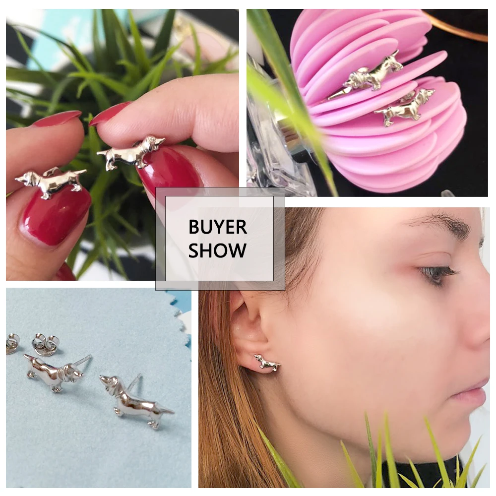 SILVERCUTE милые животные такса колбаса серьги гвоздики в виде собаки для Для женщин