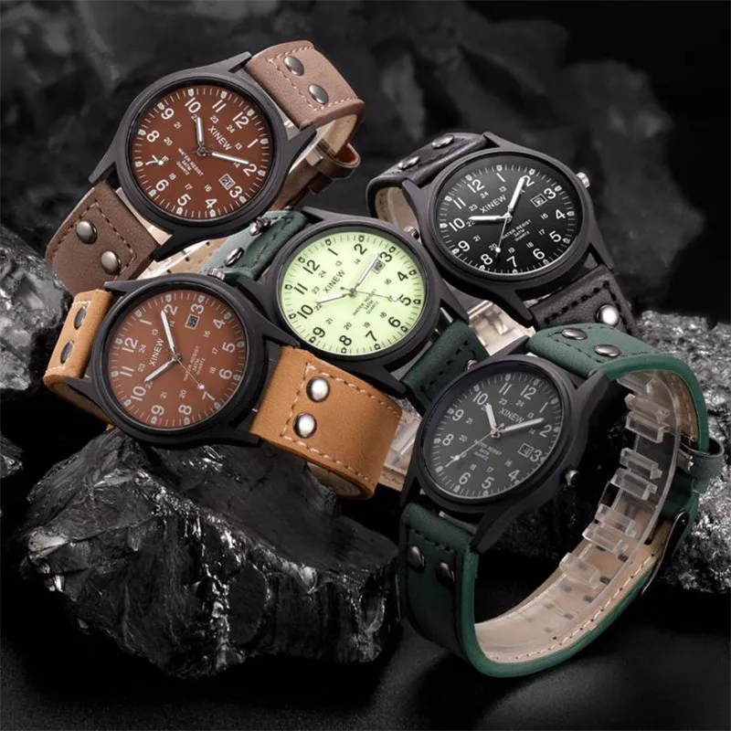 Винтажные классические часы для мужчин s Военная мода дата часов relogio masculino мужские Водонепроницаемые Дата кожаные часы reloj hombre# D