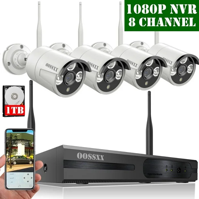 OOSSXX 8CH 1080 P Беспроводной NVR Kit Беспроводной CCTV Камера Системы 1MP для дома и улицы IP67 IP Камера P2P видеонаблюдение Системы - Цвет: 4 White 720P Cameras