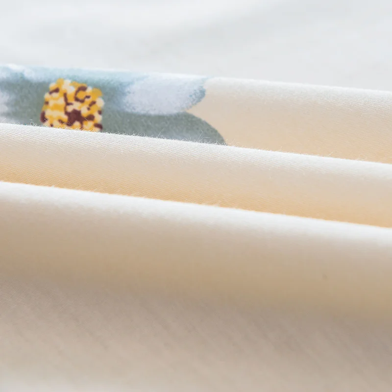 Hot Sale Colored Grass Pattern Bed Sheet Cotton Mattress Protector Cover Flat Sheet 3Pcs Soft Bedcl