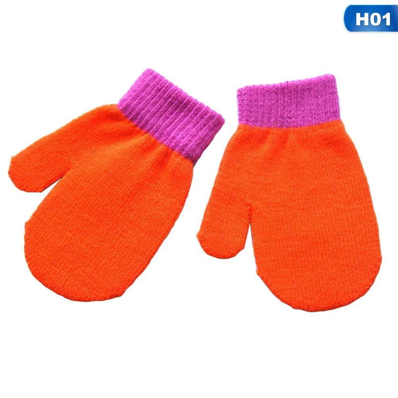 11 цветов, Детские Зимние теплые вязаные варежки, модные милые вязаные перчатки для мальчиков и девочек, вязаные перчатки для От 1 до 4 лет - Цвет: H01