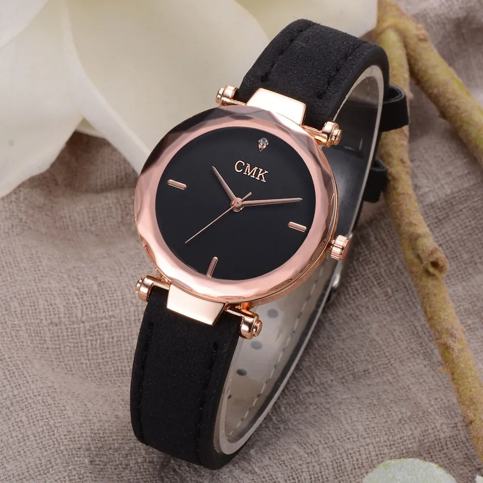 Women Brand Top Luxury Leather Watches Ladies Fashion Rose Gold Dress Quartz Wrist Watch 3D Dial Desgin Bracelet Watch