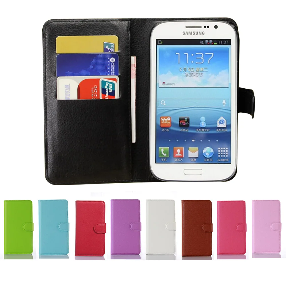 

For Samsung Galaxy Grand Neo Plus I9060I I9060 grand duos I9082 I9082 New Litchi Pu Leather Wallet Cases Cover Card Slot Stand