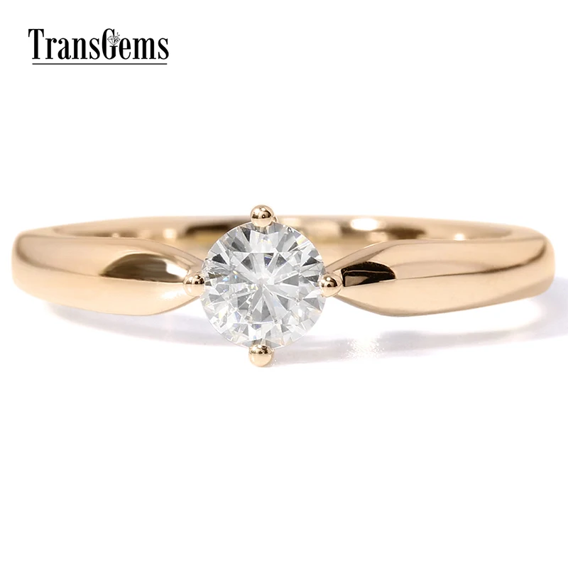 Transgems 14k White Gold 0.5 carat Diameter 5mm F Color Moissanite Engagement Ring For Women Solitare цена Transgems 14k White Gold 0.5 carat Diameter 5mm F Color Moissanite Engagement Ring For Women Solitare цены онлайн