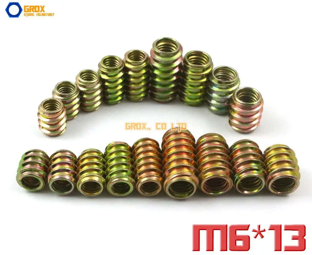 80 Pieces M6 X 13mm Furniture Nut Wood Insert Nut Dowel Screw Fixing