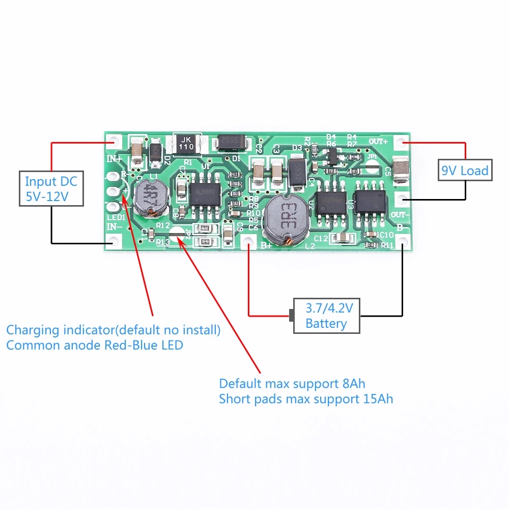 DC 5V 12V to 9V модуль зарядного устройства для литиевой батареи 18650 UPS преобразователя