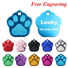 2pcs/lot Engraved Dog Name Tag Paw Pet Tag For Dogs Customized Dog Tags Puppy Collar Accessories Cat Dog ID Tags 28*26mm flowgogo anti lost stainless steel dog id tag engraved pet cat puppy dog collar accessories telephone name tags pet id tags