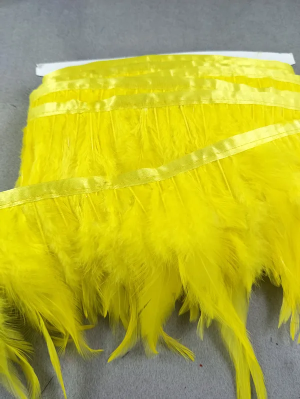 1 ярдов качество 10-14 см/4-6 дюймов натуральные перья с шеи фазана Ленты Декоративные diy сценическое представление - Цвет: yellow