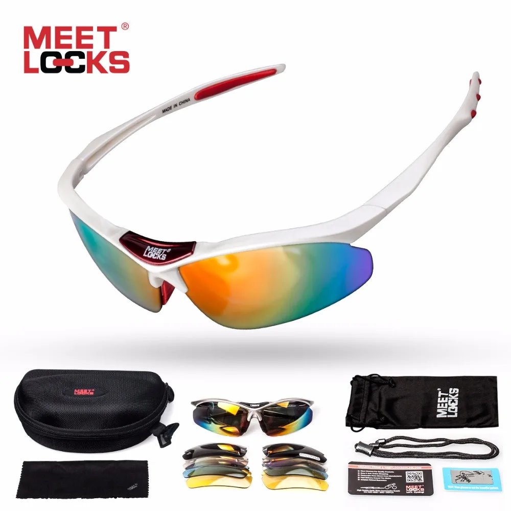 MEETLOCKS Sports Sunglasses Polarized Lens with 5 interchangeable lens and adjustable rope UV400