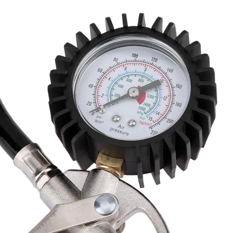 VODOOL 0 220psi Блокировка на патроне гибкий шланг автомобильный шинный манометр