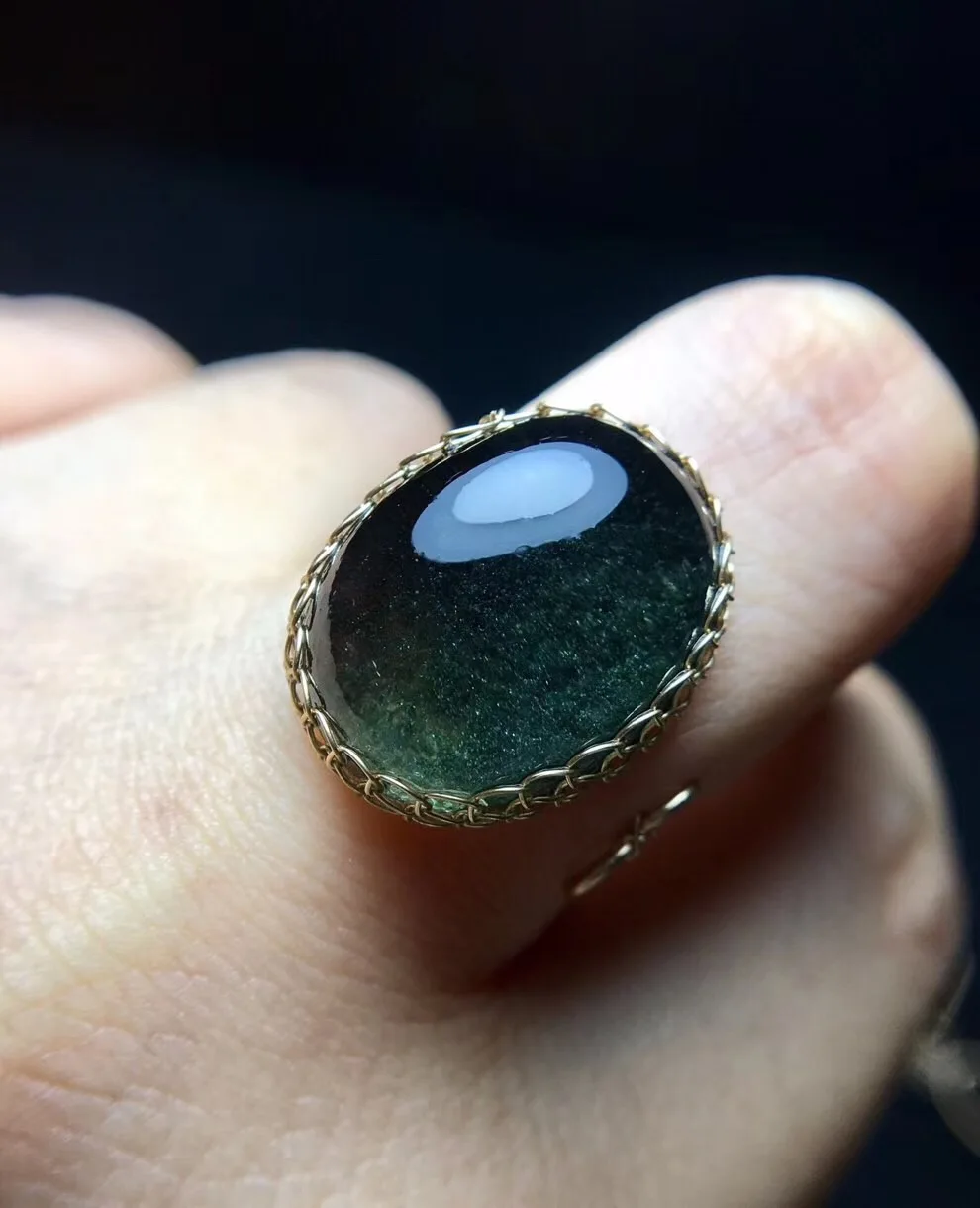 Natural Green Phantom Quartz Crystal Ring (6)