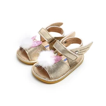 Обувь для принцессы с бантом для новорожденных девочек; летние сандалии для малышей; нескользящая резиновая Shoes0-18M из искусственной кожи