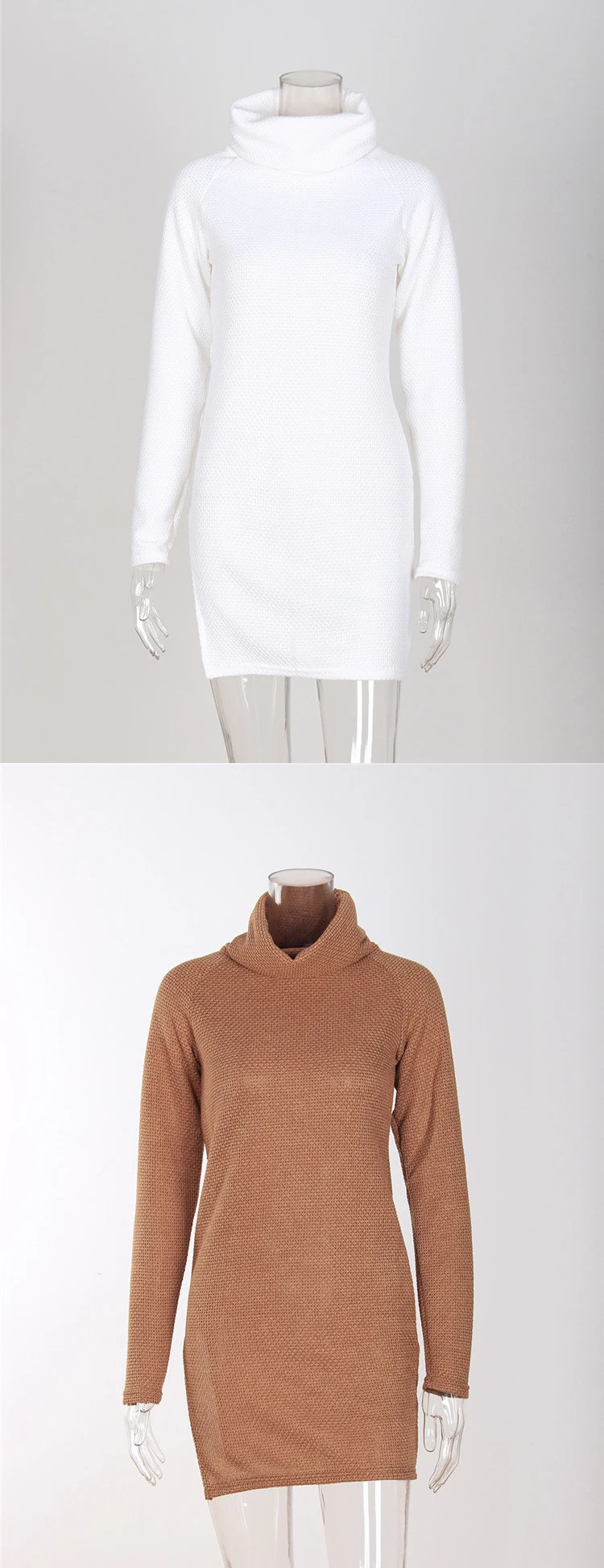 HCYO Autumn Winter Knitted Sweater Women Turtleneck Long Sleeve Warm Sweater Pullover Casual Solid Loose Long Sweaters Vestido (5)