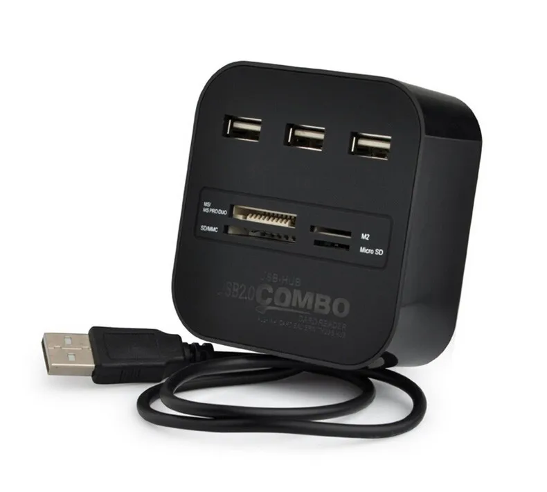 Горячая все в 1 Combo Hub USB 2,0 3 порта кард-ридер для SD MMC M2 MS Pro Duo