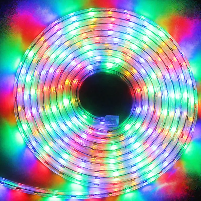 Водонепроницаемая светодиодная лента SMD 5050 AC220V гибкая 60 светодиодов/м RGB