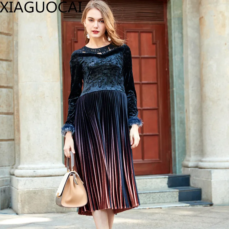

2018 New Arrivals Spring Maternity Clothes Lace Dresses Long Sleeve High-quality Gradient color Pregnant women Clothing D13 10