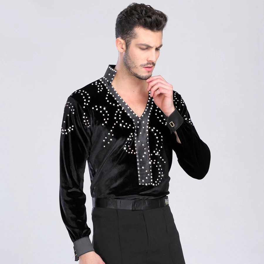Latin Man Latin Ballroom Dancing Top High grade Velvet Dance Wear