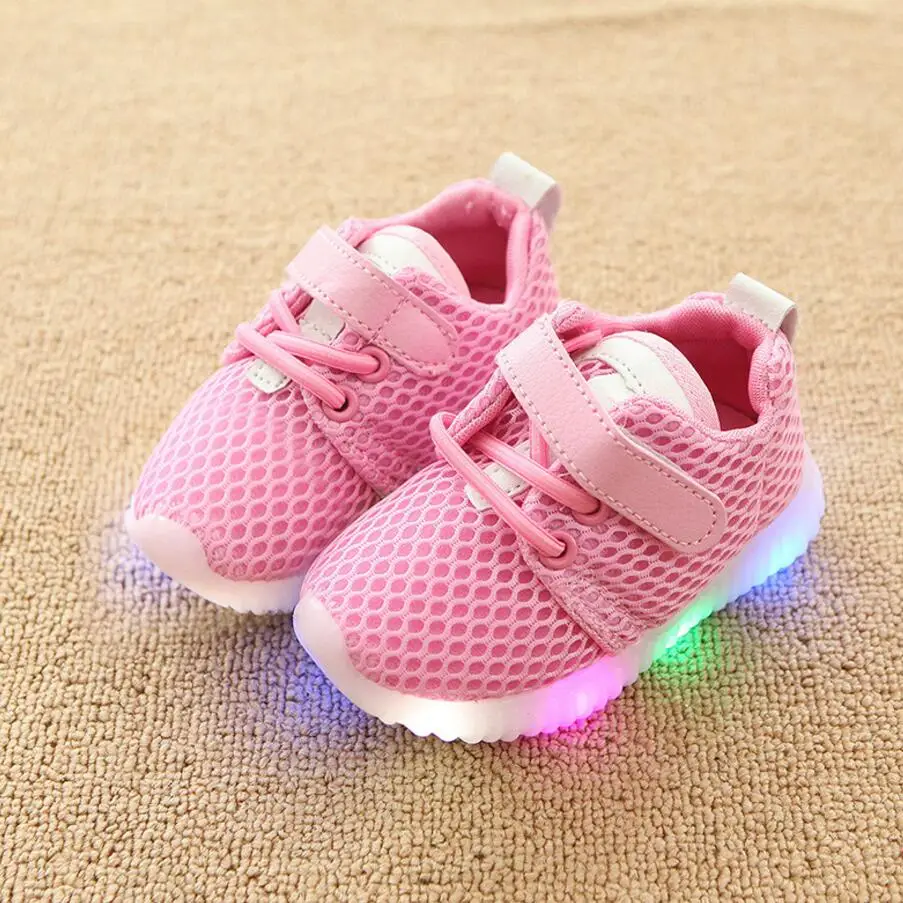 Kkabbyii детей Обувь с легким Chaussure LED Enfant детский спортивный Обувь дышащая Обувь для мальчиков LED Спортивная обувь для Обувь для девочек - Цвет: Розовый