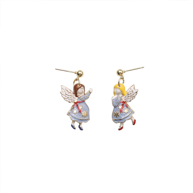 

Cute Fairytale Angel Metal Irregular Stud Earrrings Girls Ladies Cartoon Elf Earring Party Holiday Ear Jewelry Women Gift