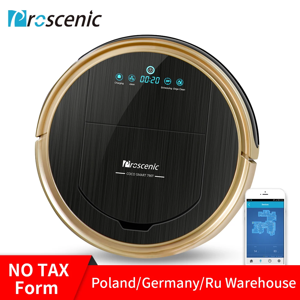 Proscenic 790T Robot Vacuum Cleaner Powerful Suction with APP Map Schedule Auto Charge Pet Hair Cleaning Robot Vacuum