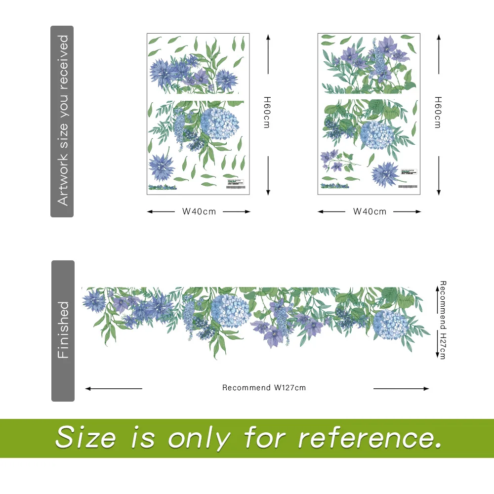 DICOR 2 шт. фиолетовая Гортензия макрофилла Наклейка на стену цветы для гостиной фон Настенный декор Diy украшение для дома QT1209