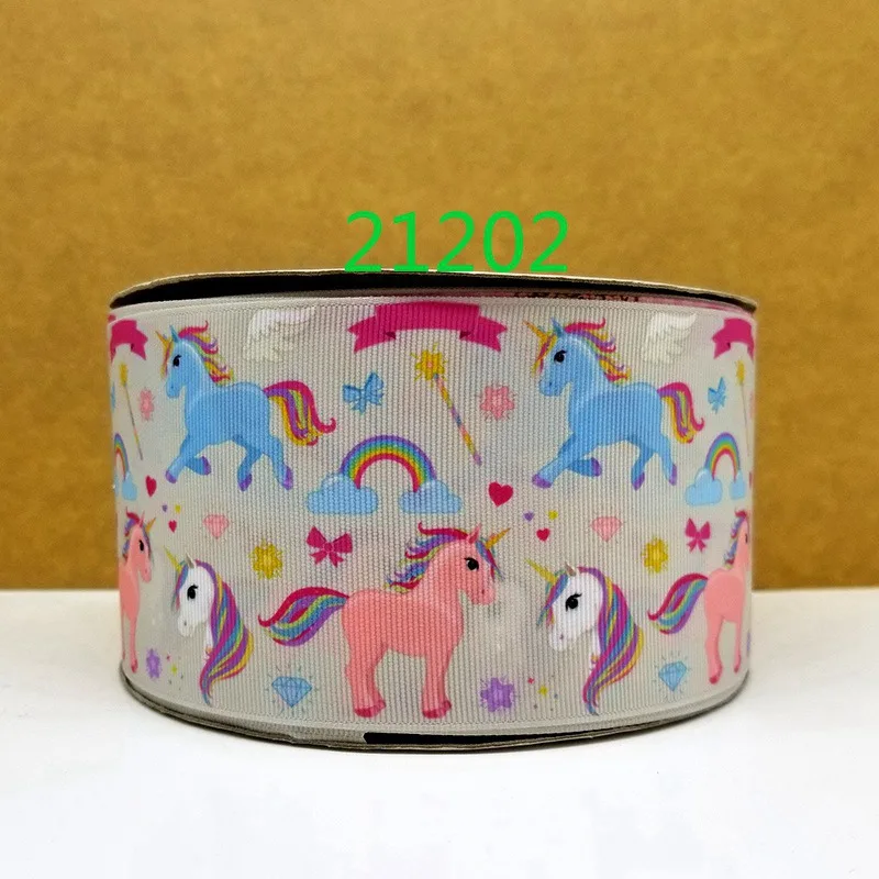 50 ярдов в размер единорог лента напечатанная grosgrain лента 21521 - Цвет: 21202