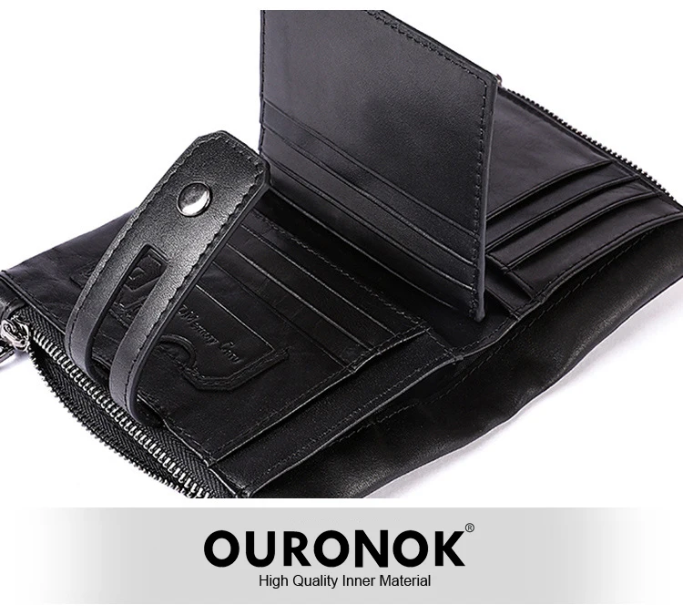 OURONOK топ-первый Слои в стиле ретро из натуральной кожи кошелек Для Мужчин's Мода 2 раза кожа Для мужчин короткие бумажник мужской кошельки
