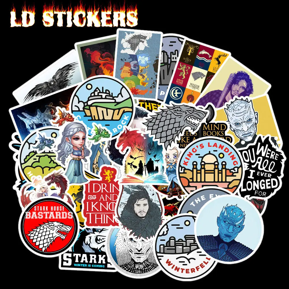 

50Pcs Game of Thrones Stickers Hot War TV Series Stickers for Water Bottles Decal Vinyl Sticker Luggage Laptop Phone Decor